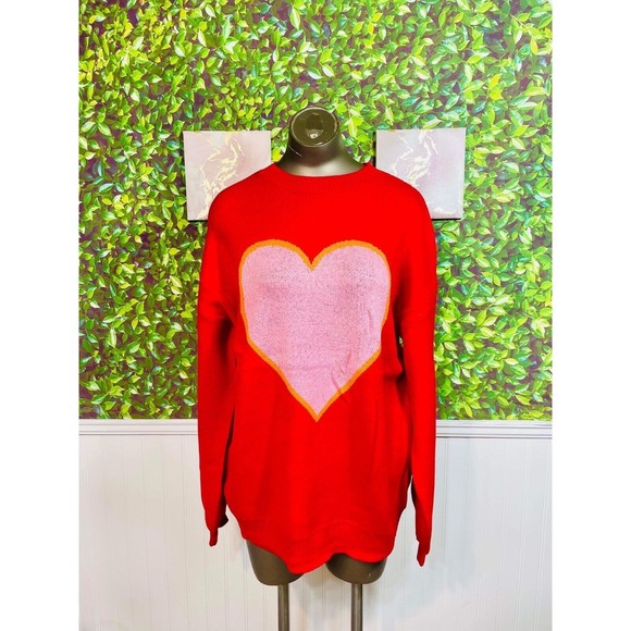 Sizes S-L Valentine’s Day Sweater Red With Pink Heart Great Quality S-L - Picture 2 of 3